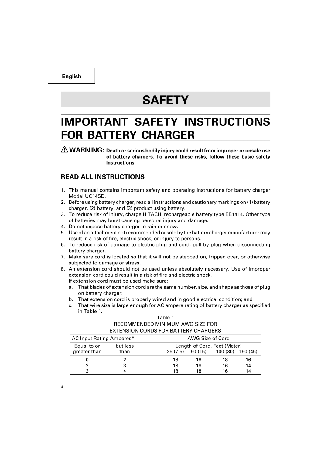 Honeywell UC 14SD instruction manual Safety, Read ALL Instructions 