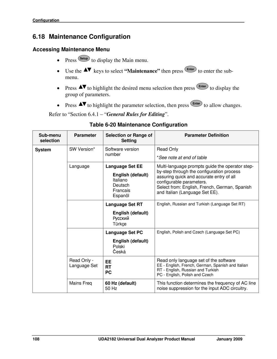 Honeywell UDA2182 manual Maintenance Configuration, Accessing Maintenance Menu 