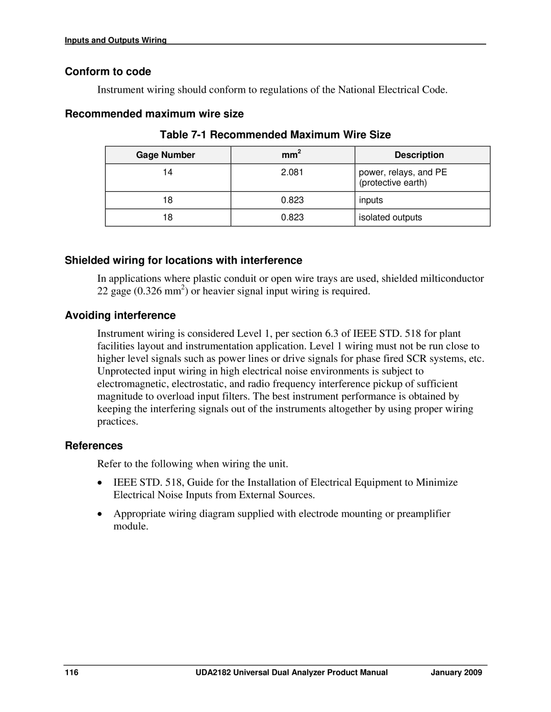 Honeywell UDA2182 manual Recommended maximum wire size Recommended Maximum Wire Size, Avoiding interference, References 