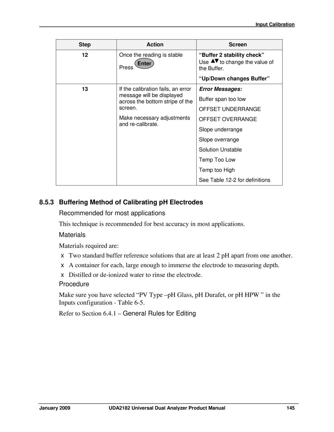 Honeywell UDA2182 manual Buffering Method of Calibrating pH Electrodes, Buffer 2 stability check 