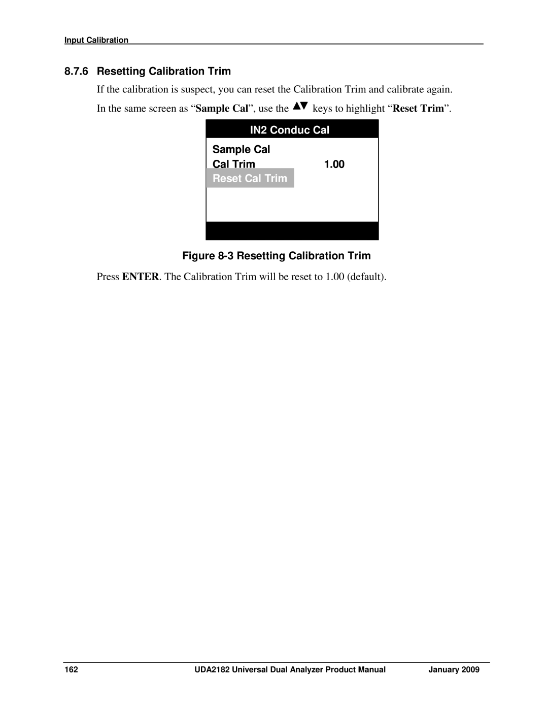 Honeywell UDA2182 manual Resetting Calibration Trim, Sample Cal Cal Trim1.00 