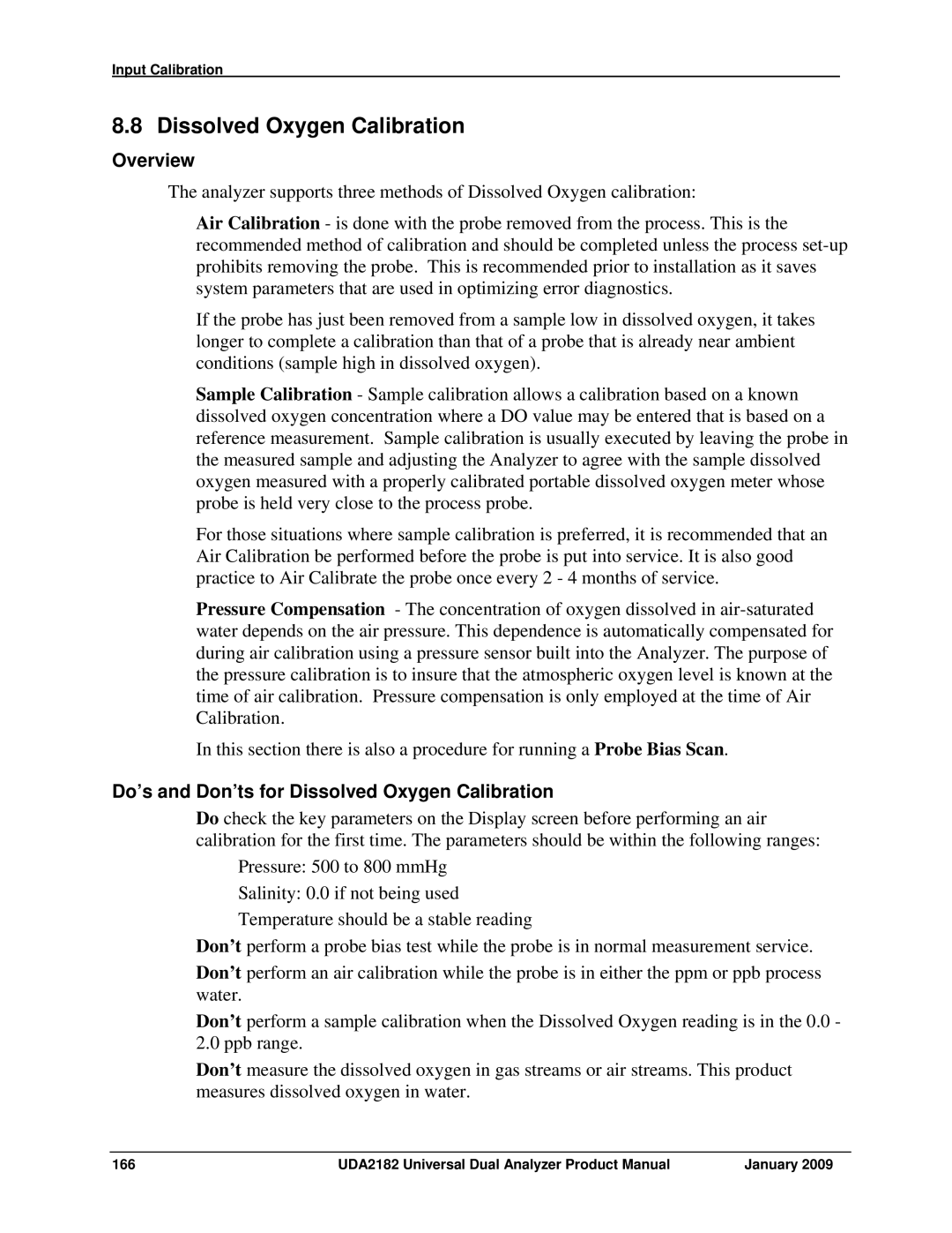 Honeywell UDA2182 manual Do’s and Don’ts for Dissolved Oxygen Calibration 