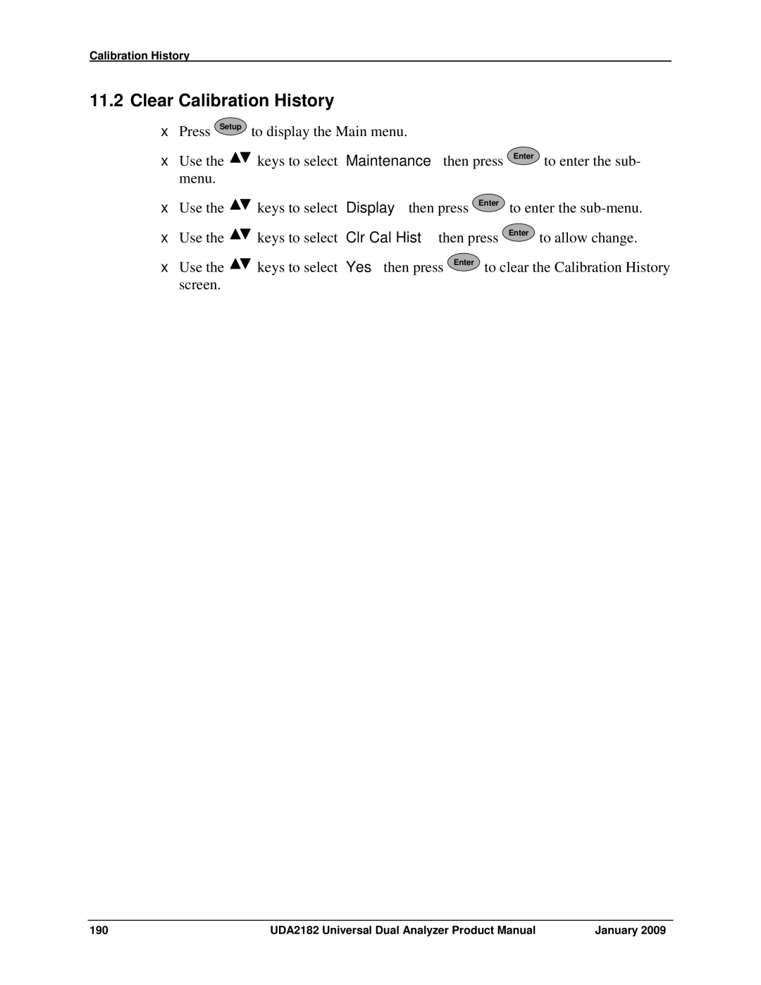 Honeywell UDA2182 manual Clear Calibration History 