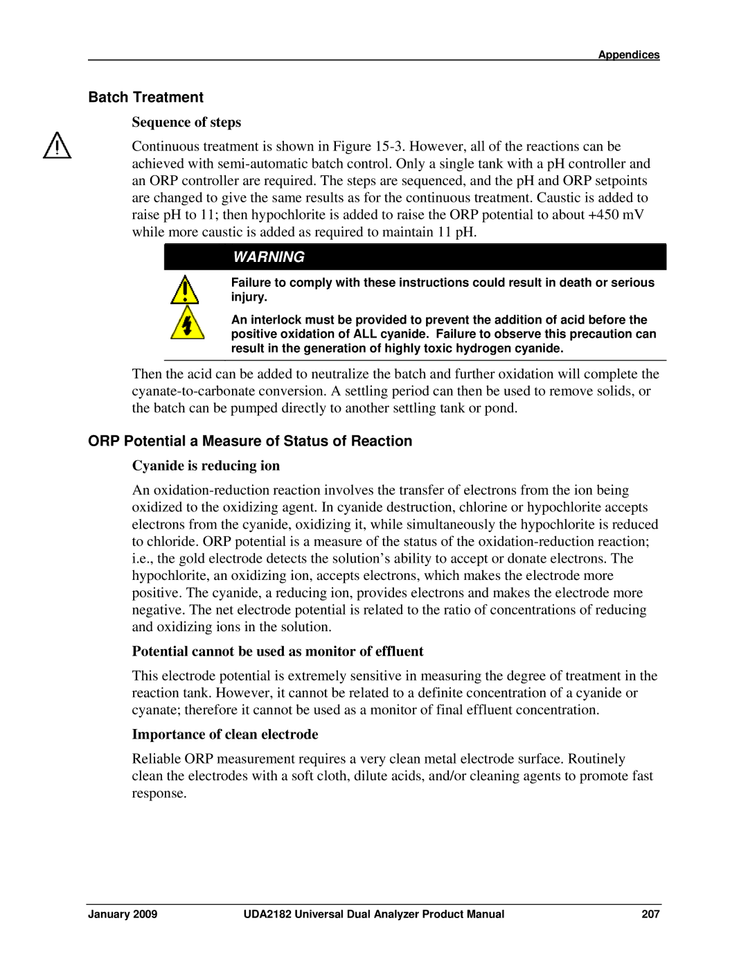 Honeywell UDA2182 manual Batch Treatment, ORP Potential a Measure of Status of Reaction 