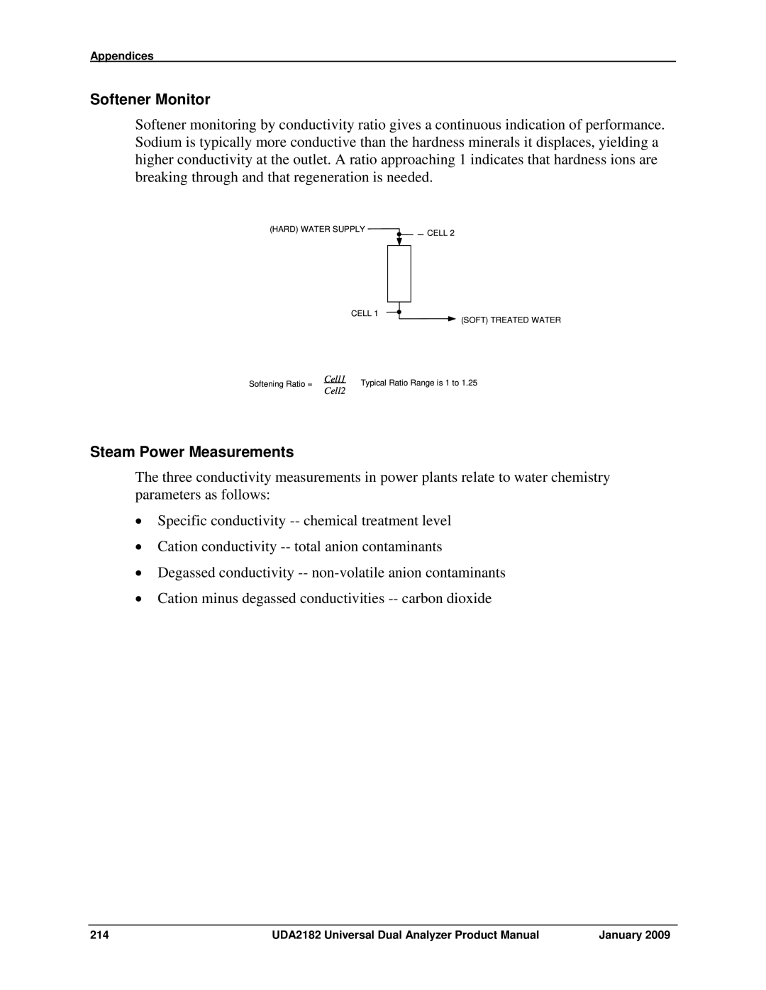 Honeywell UDA2182 manual Softener Monitor, Steam Power Measurements 