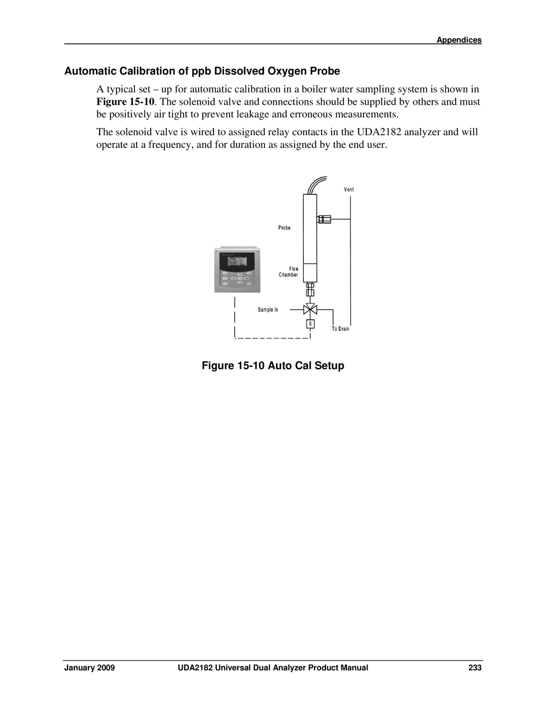 Honeywell UDA2182 manual Automatic Calibration of ppb Dissolved Oxygen Probe, Auto Cal Setup 