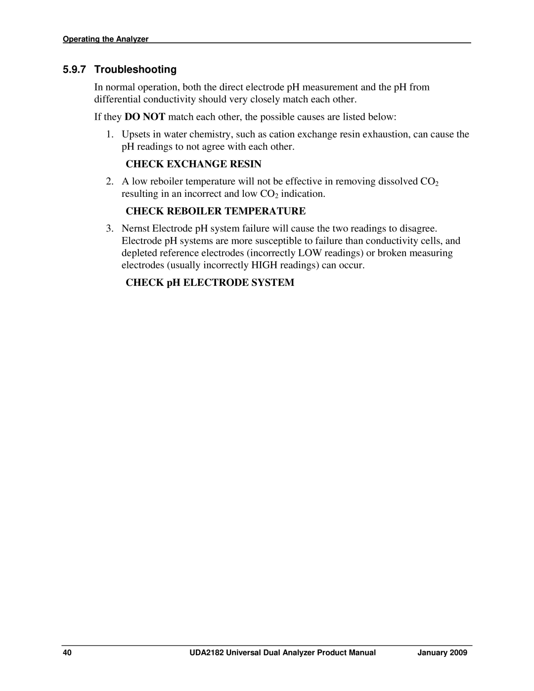 Honeywell UDA2182 manual Troubleshooting, Check pH Electrode System 