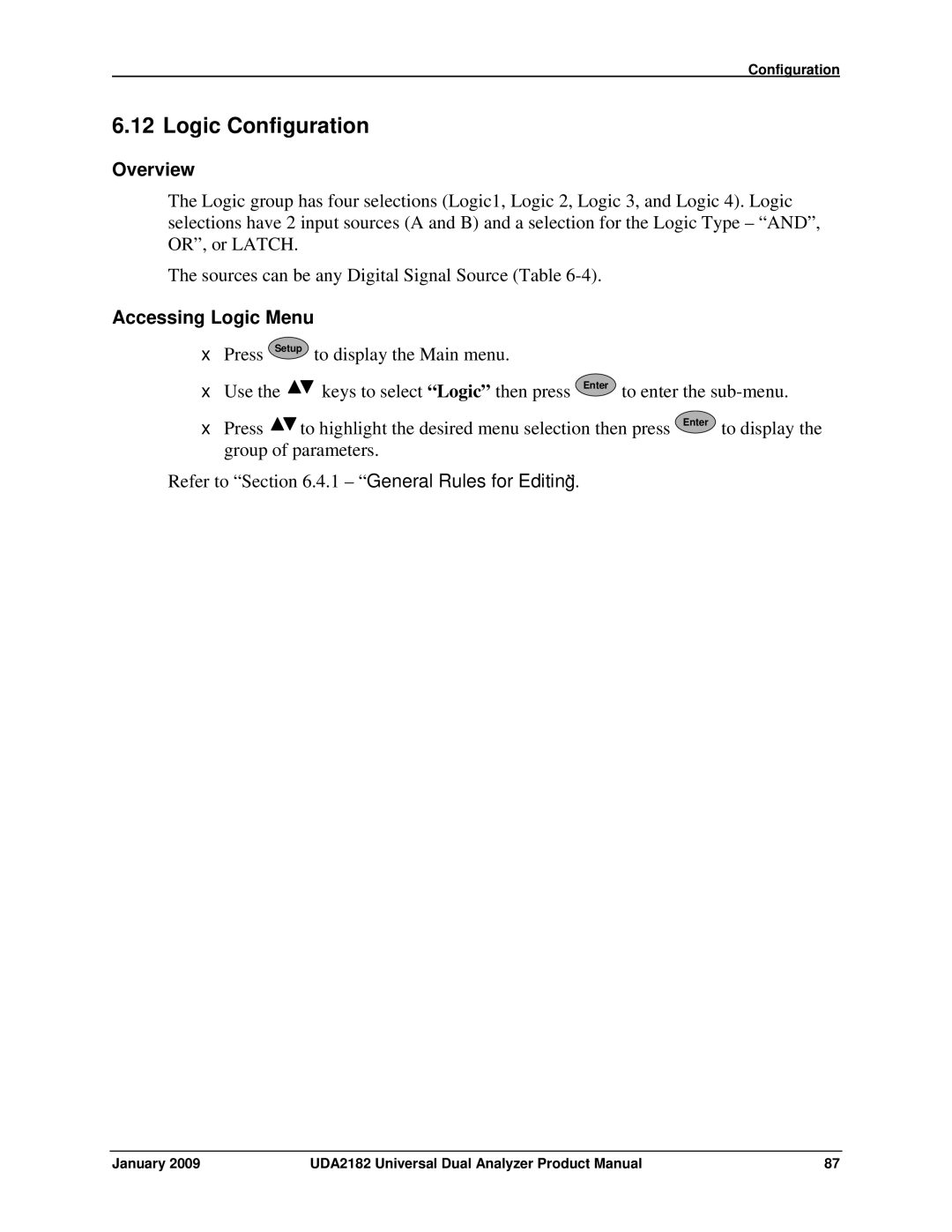 Honeywell UDA2182 manual Logic Configuration, Accessing Logic Menu 