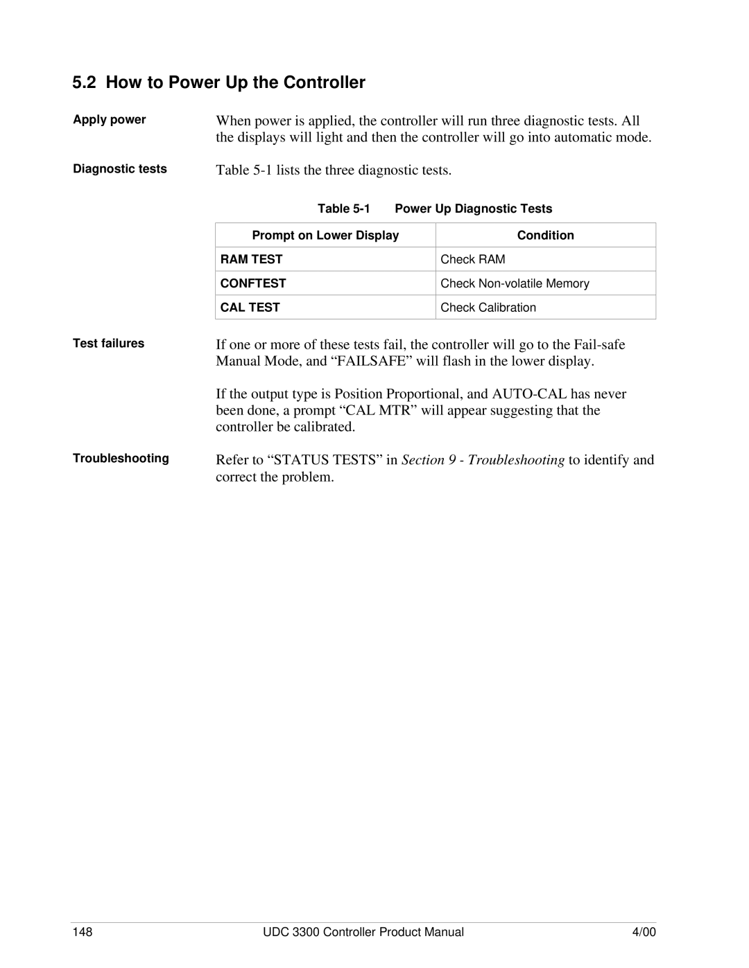 Honeywell UDC 3300 manual How to Power Up the Controller 