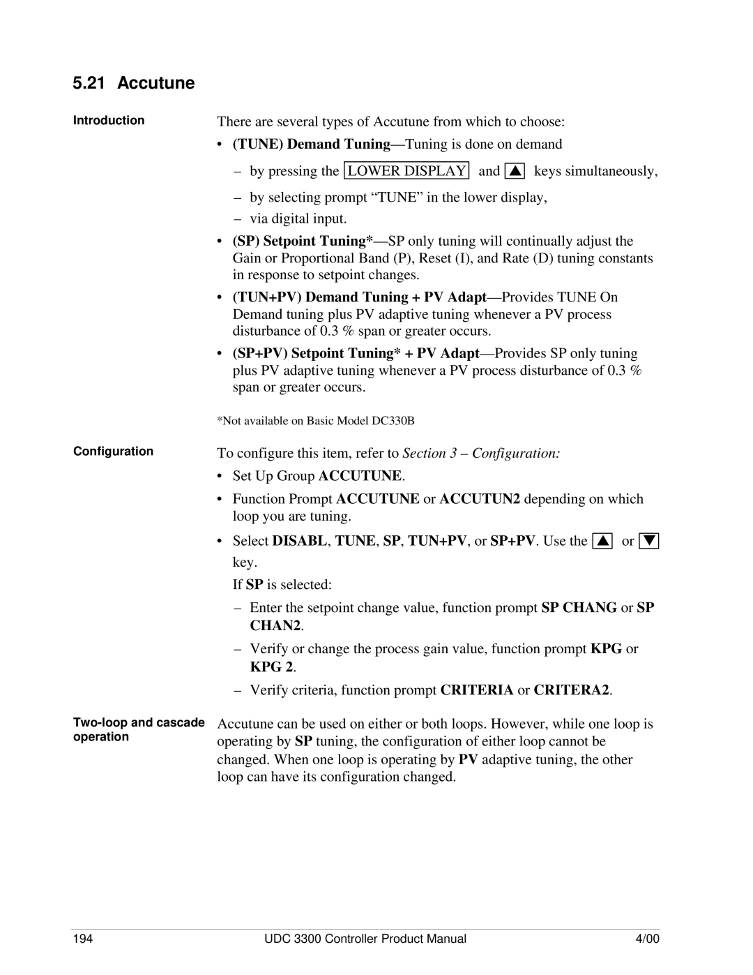 Honeywell UDC 3300 manual Accutune 