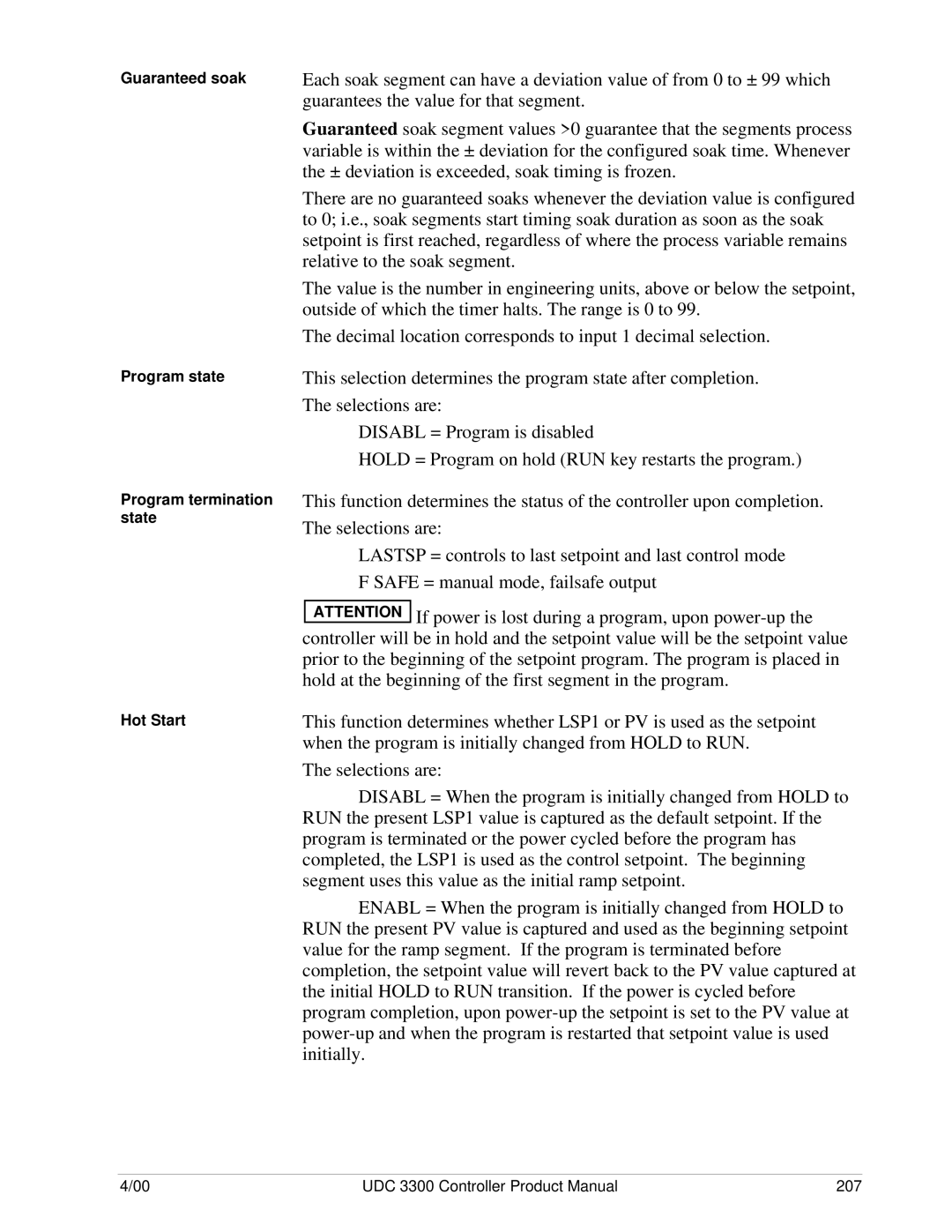 Honeywell manual UDC 3300 Controller Product Manual 207 