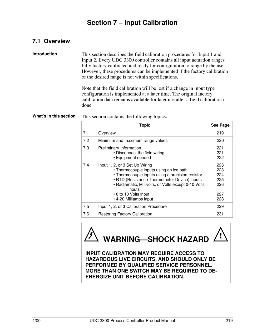 Honeywell UDC 3300 manual Input Calibration, Introduction What’s in this section 