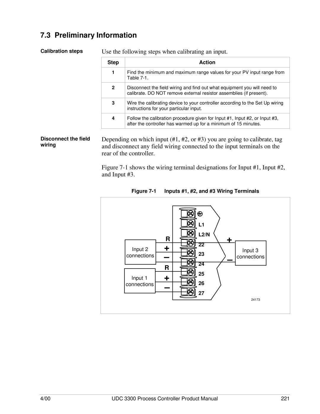 Honeywell UDC 3300 manual Preliminary Information, Calibration steps, Disconnect the field wiring 