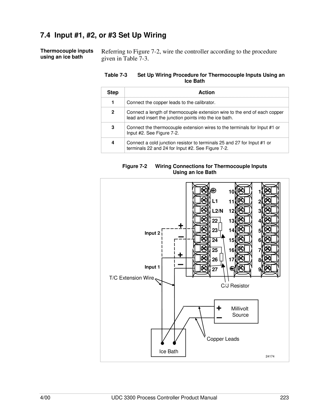 Honeywell UDC 3300 manual Input #1, #2, or #3 Set Up Wiring, Thermocouple inputs using an ice bath 