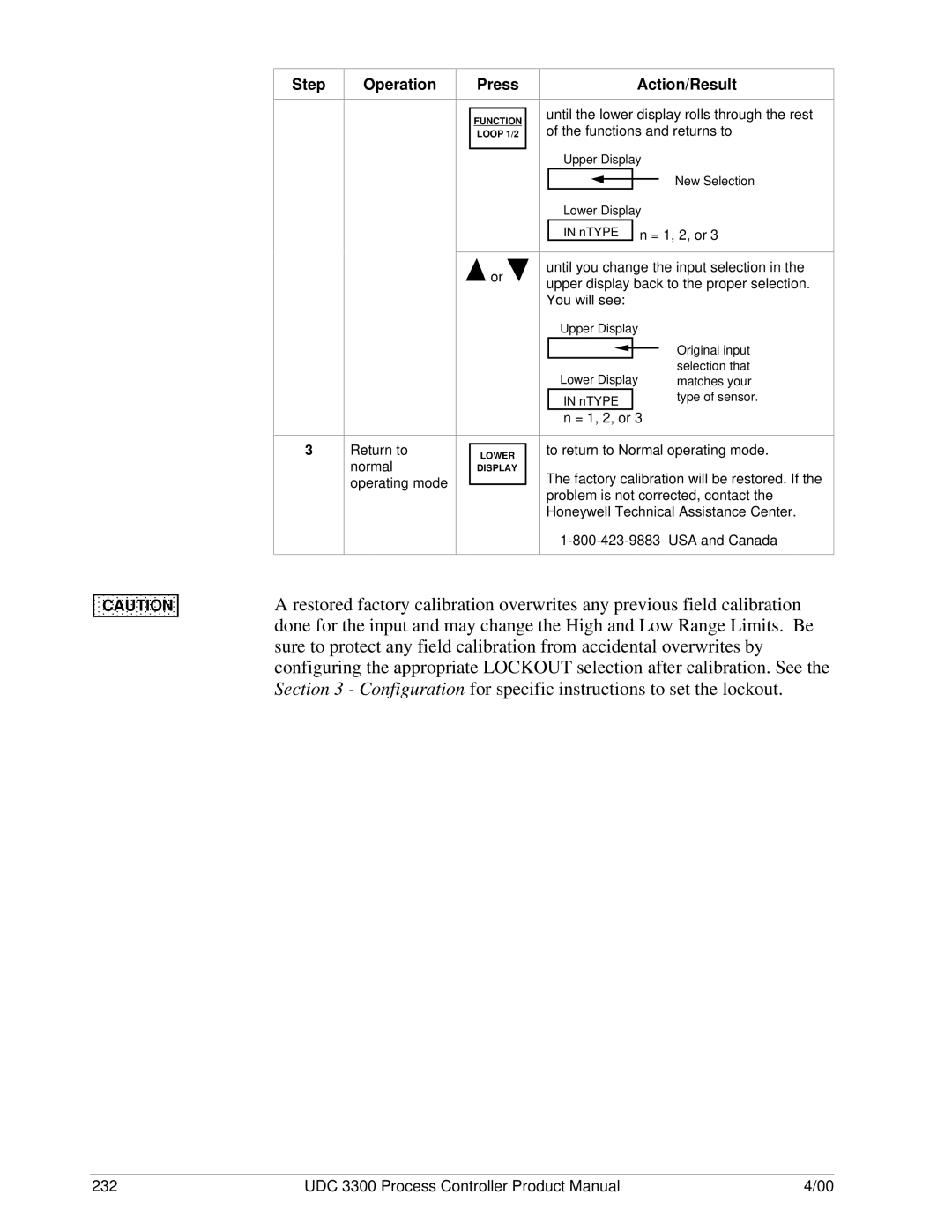 Honeywell UDC 3300 manual Step Operation Press 