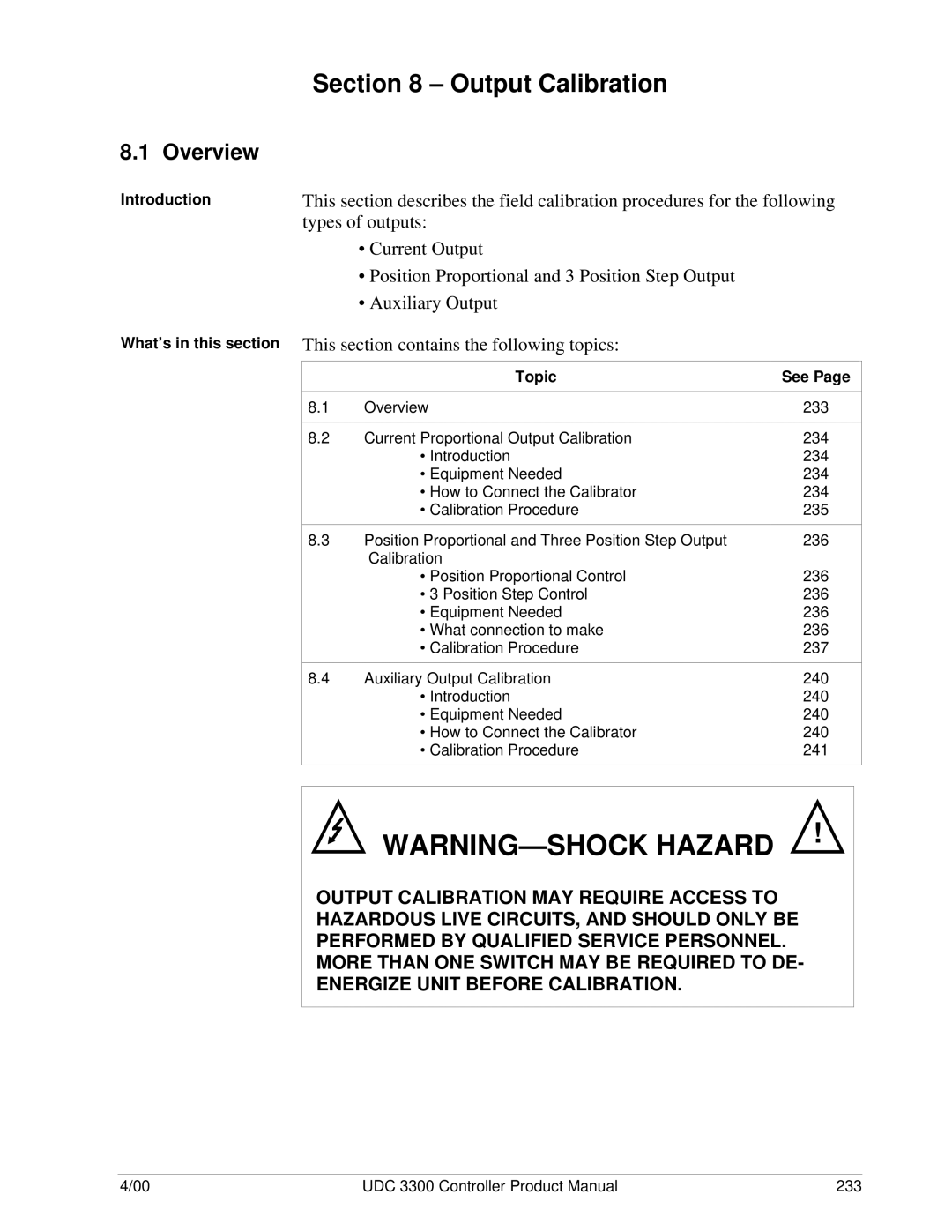 Honeywell UDC 3300 manual Output Calibration 