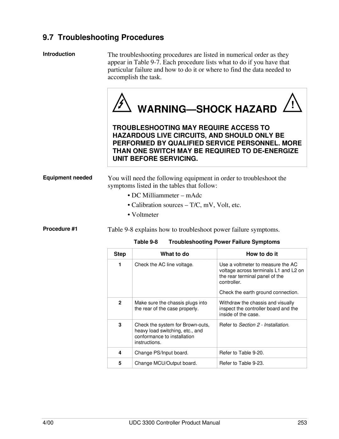 Honeywell UDC 3300 manual Troubleshooting Procedures, Accomplish the task, Equipment needed Procedure #1, How to do it 