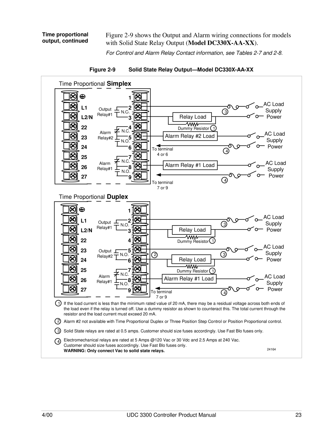 Honeywell UDC 3300 manual Alarm Relay #2 Load, Relay Load Power, Alarm Relay #1 Load AC Load 