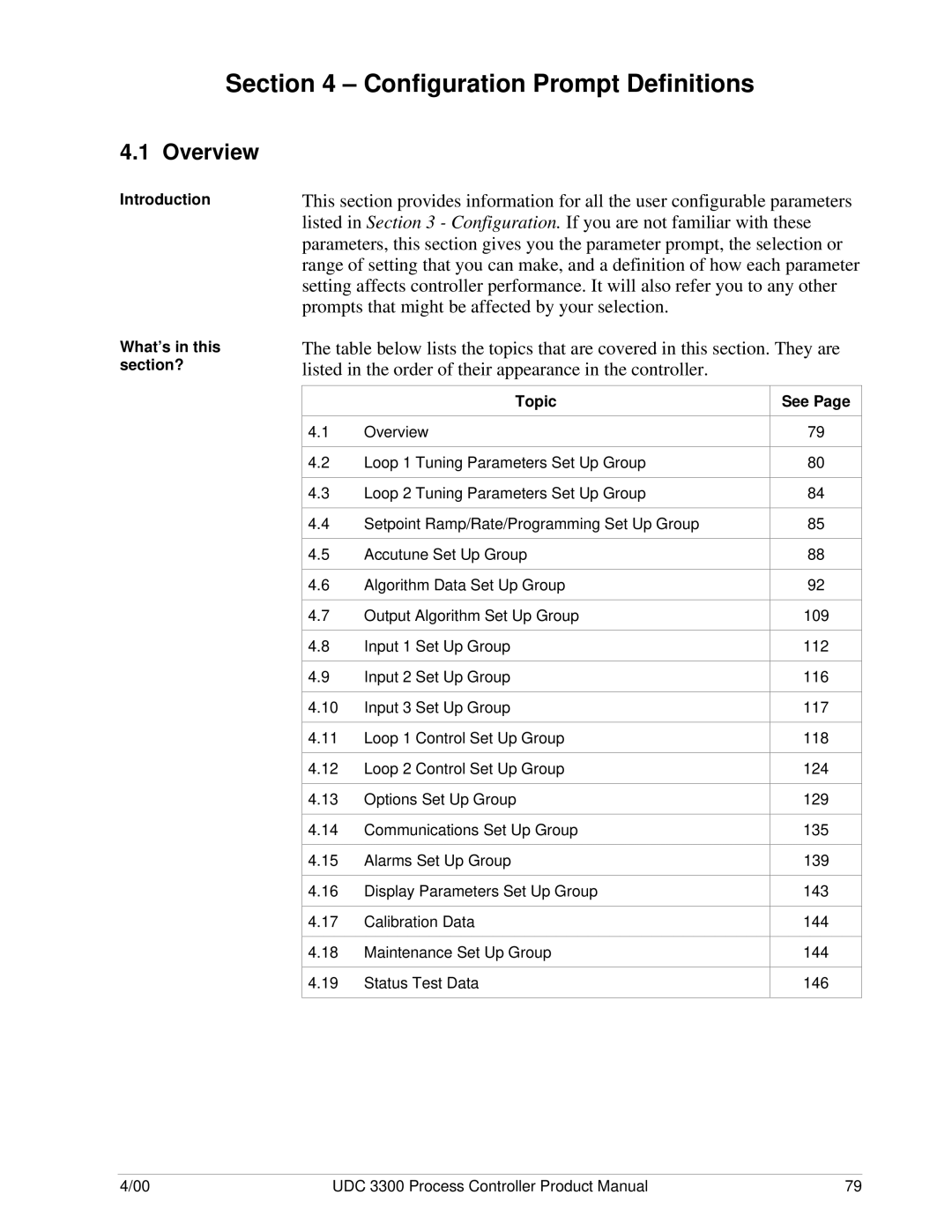 Honeywell UDC 3300 manual Configuration Prompt Definitions 