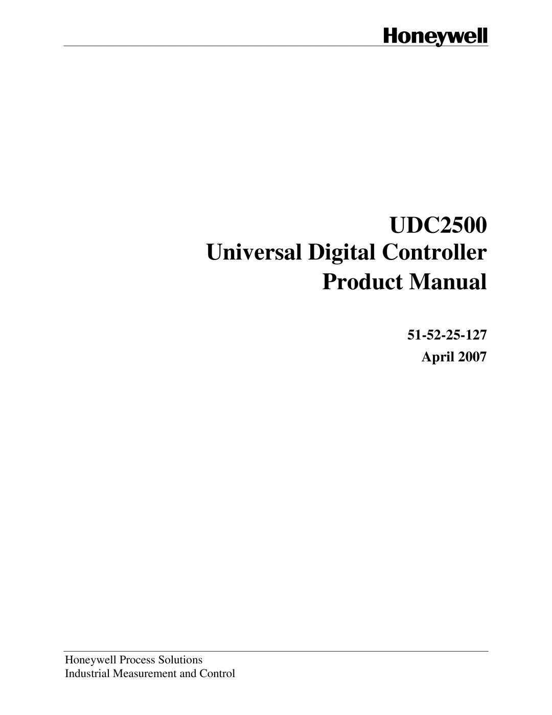 Honeywell manual UDC2500 Universal Digital Controller Product Manual 