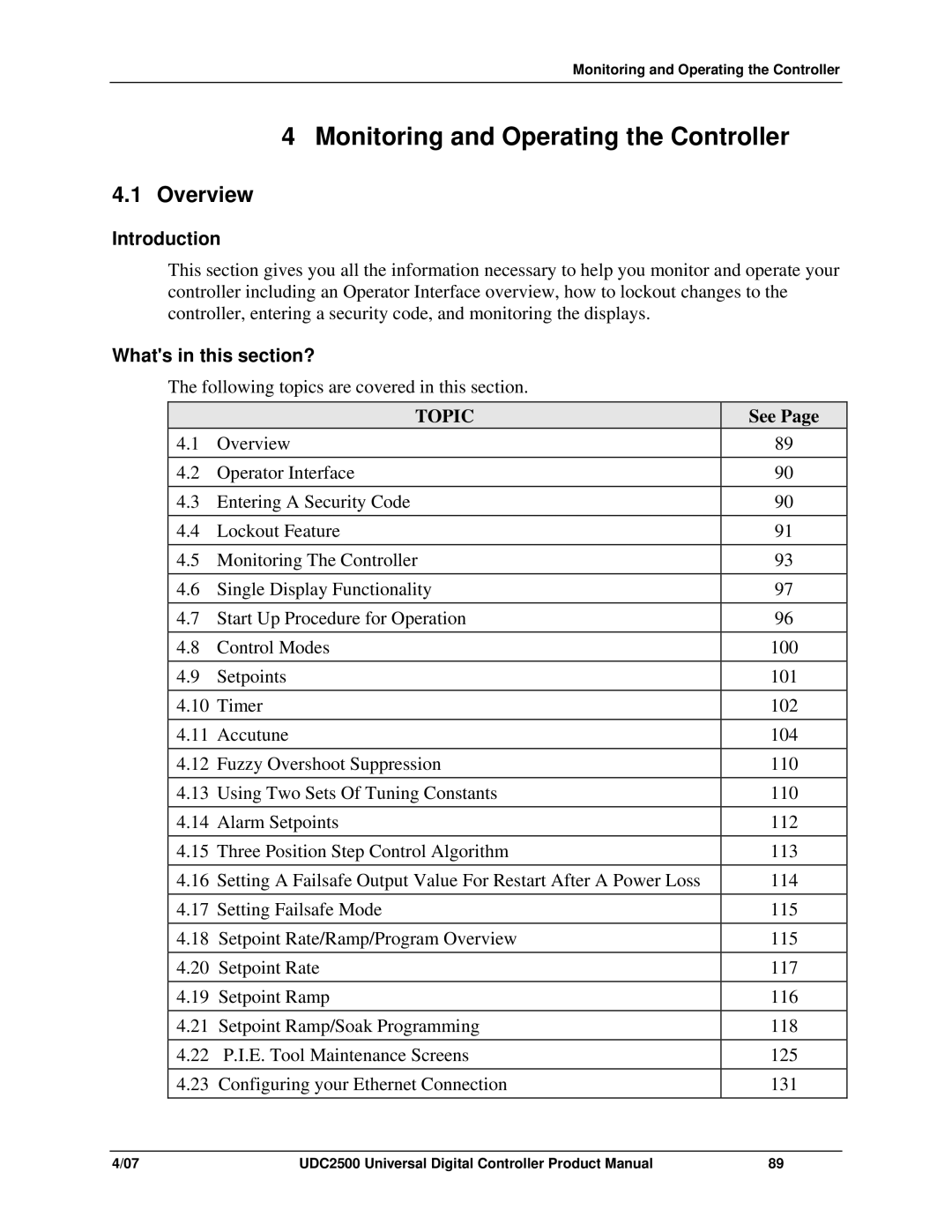 Honeywell UDC2500 manual Monitoring and Operating the Controller, Whats in this section? 