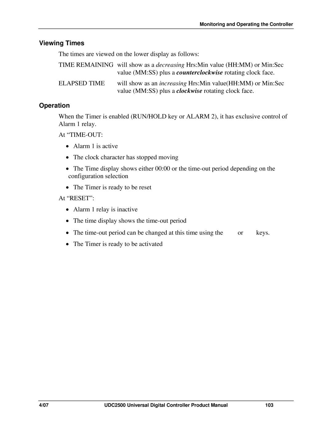 Honeywell UDC2500 manual Viewing Times, Operation 