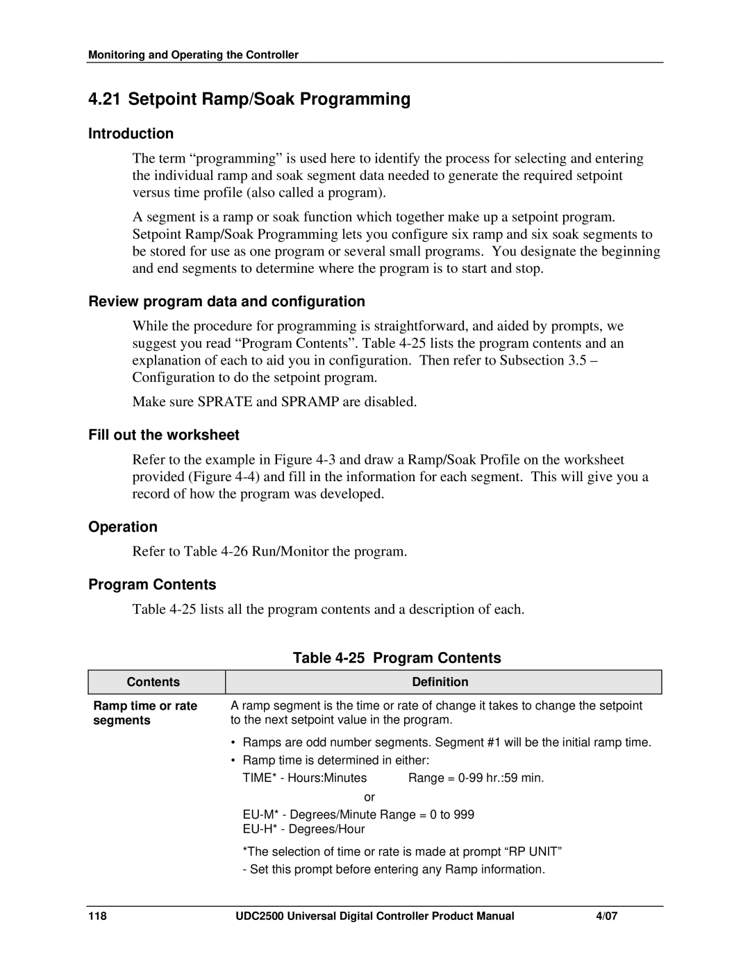 Honeywell UDC2500 manual Setpoint Ramp/Soak Programming, Review program data and configuration, Fill out the worksheet 