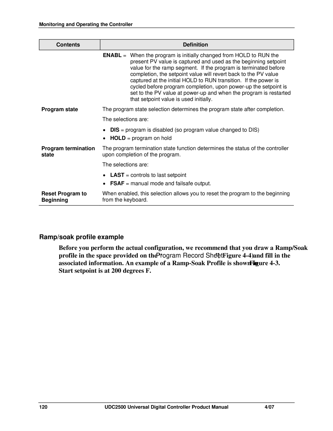 Honeywell UDC2500 manual Ramp/soak profile example 