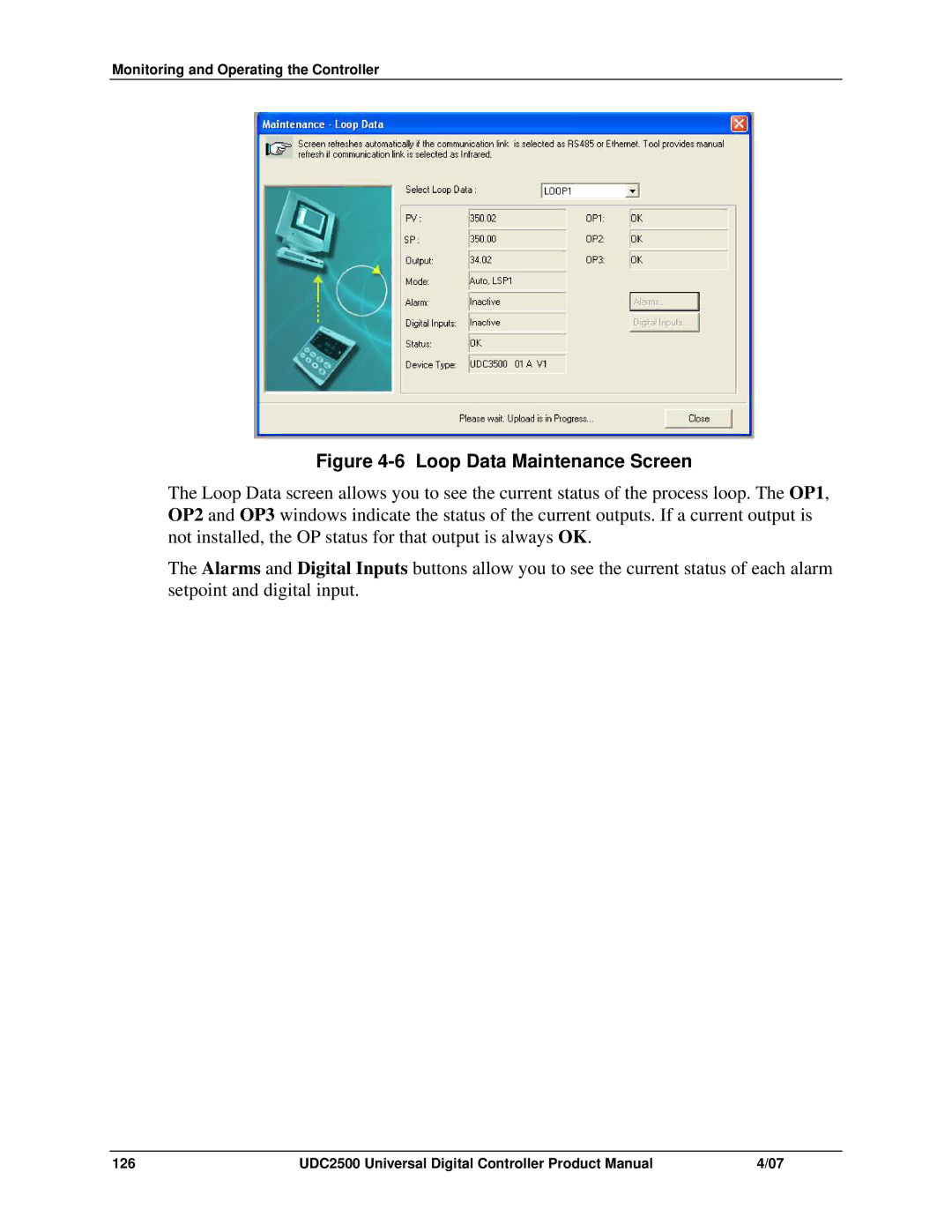 Honeywell UDC2500 manual Loop Data Maintenance Screen 