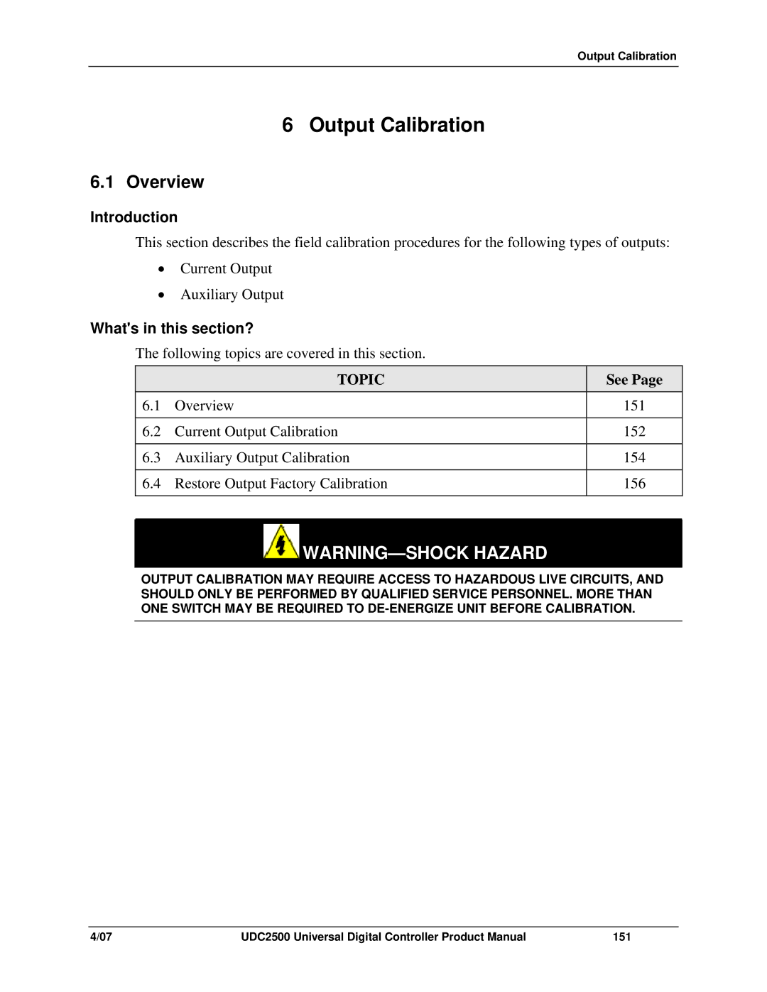 Honeywell UDC2500 manual Output Calibration 