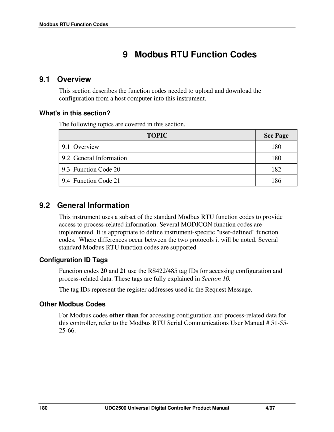 Honeywell UDC2500 manual General Information, Configuration ID Tags, Other Modbus Codes 