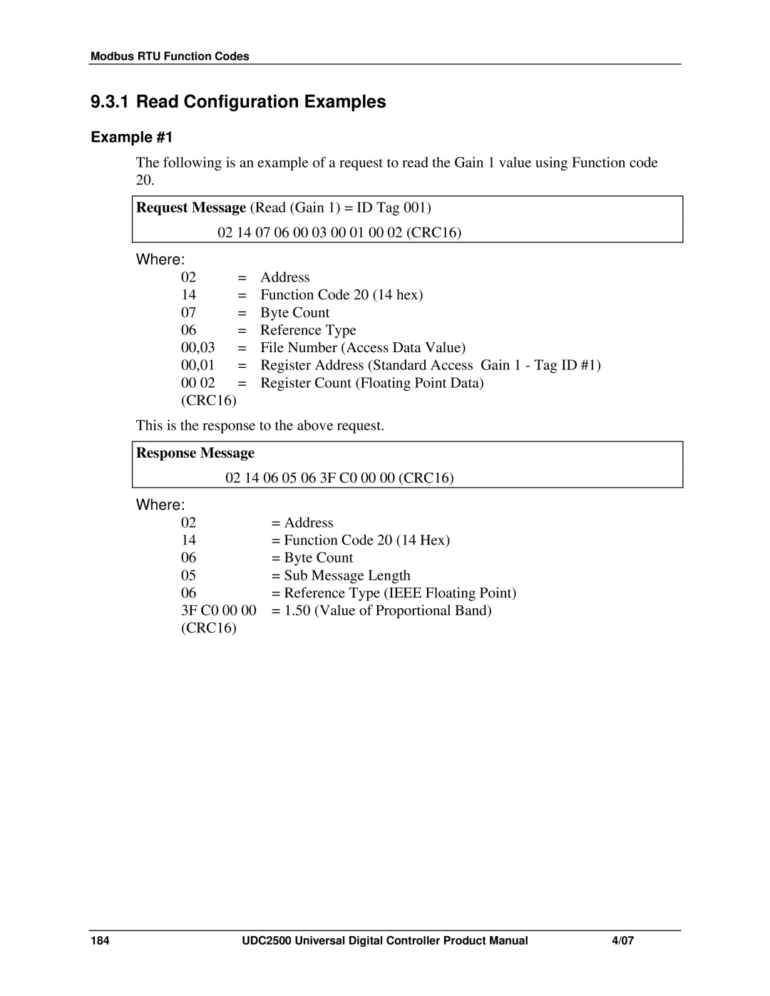 Honeywell UDC2500 manual Read Configuration Examples, Example #1 