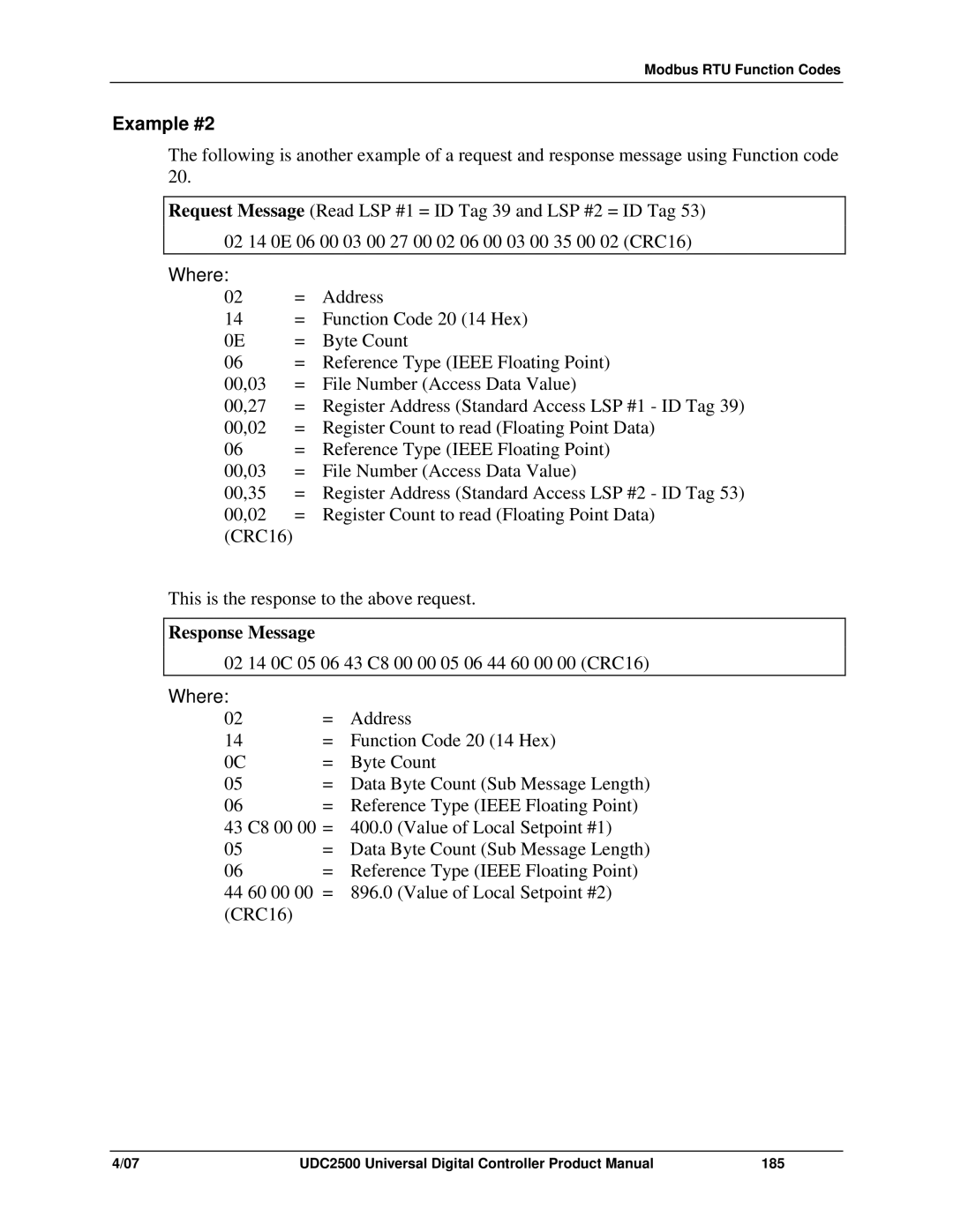 Honeywell UDC2500 manual Example #2 