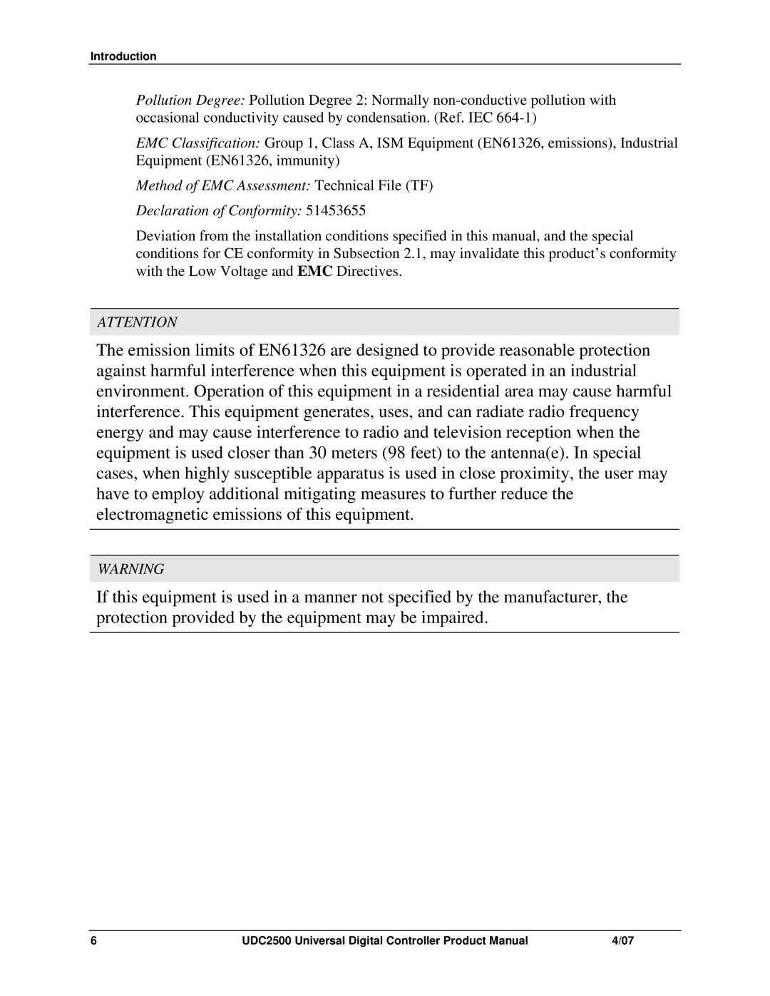 Honeywell UDC2500 manual Introduction 