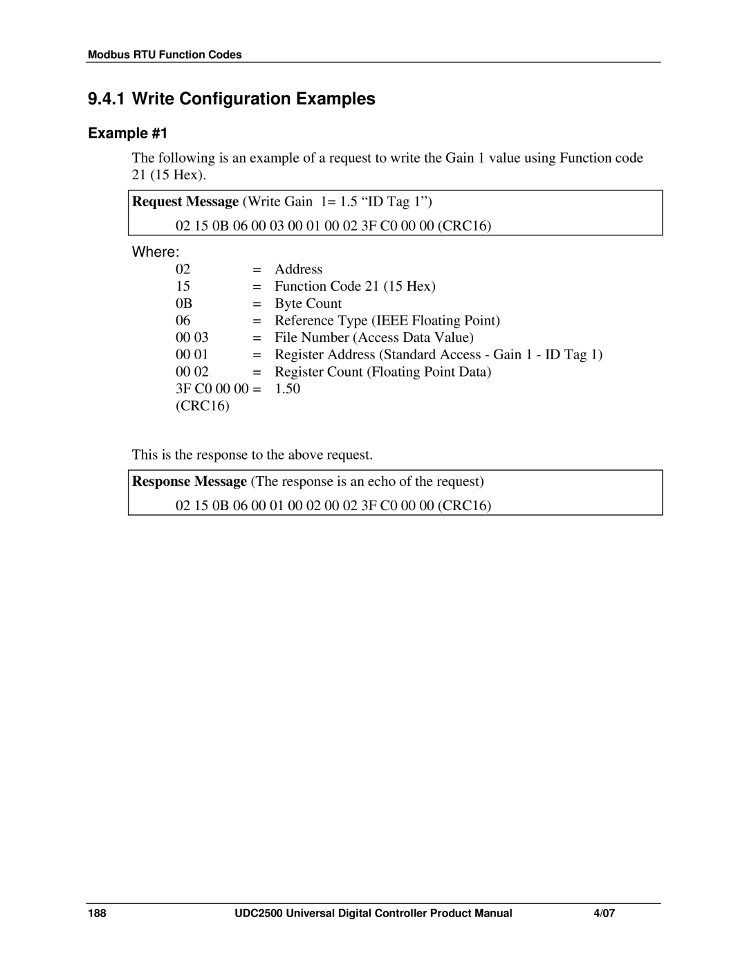 Honeywell UDC2500 manual Write Configuration Examples, Example #1 