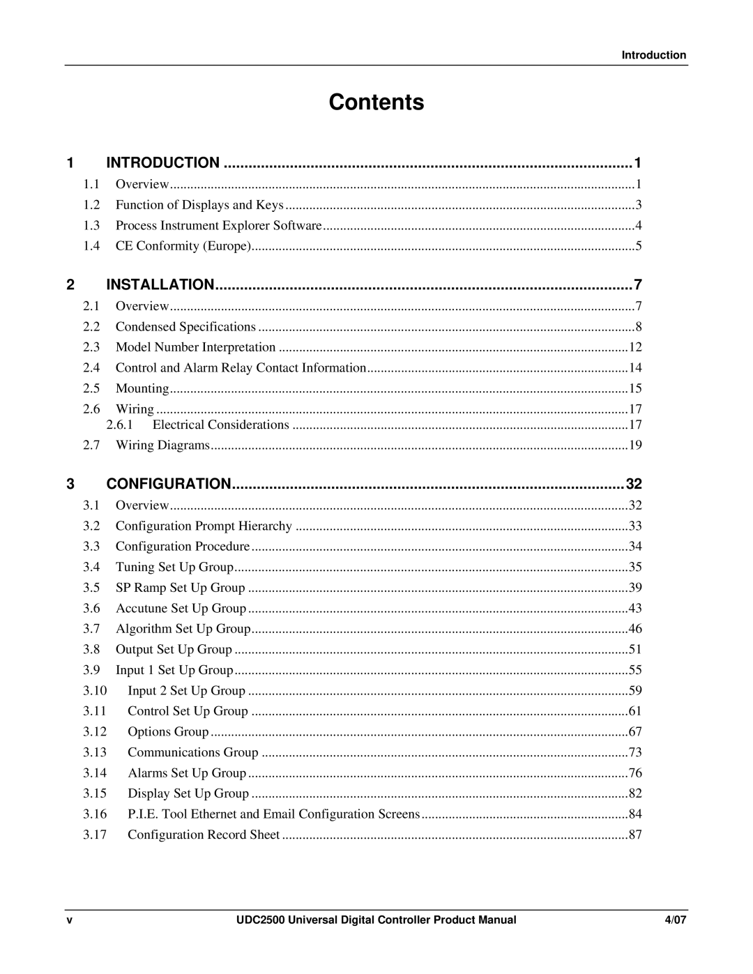 Honeywell UDC2500 manual Contents 