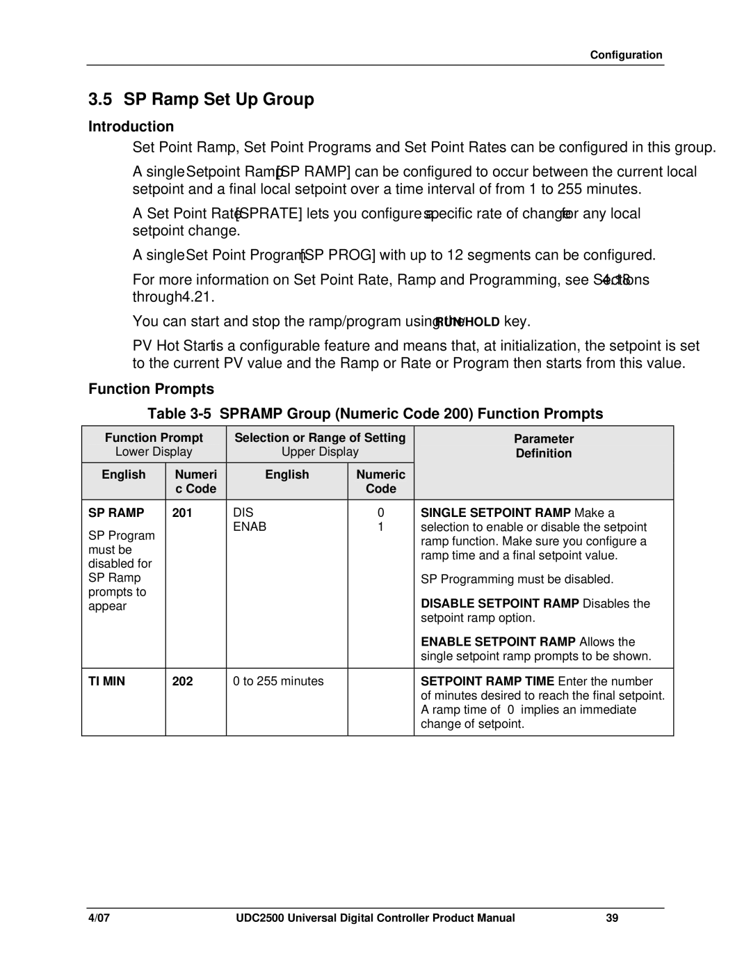 Honeywell UDC2500 manual SP Ramp Set Up Group, Ti Min 