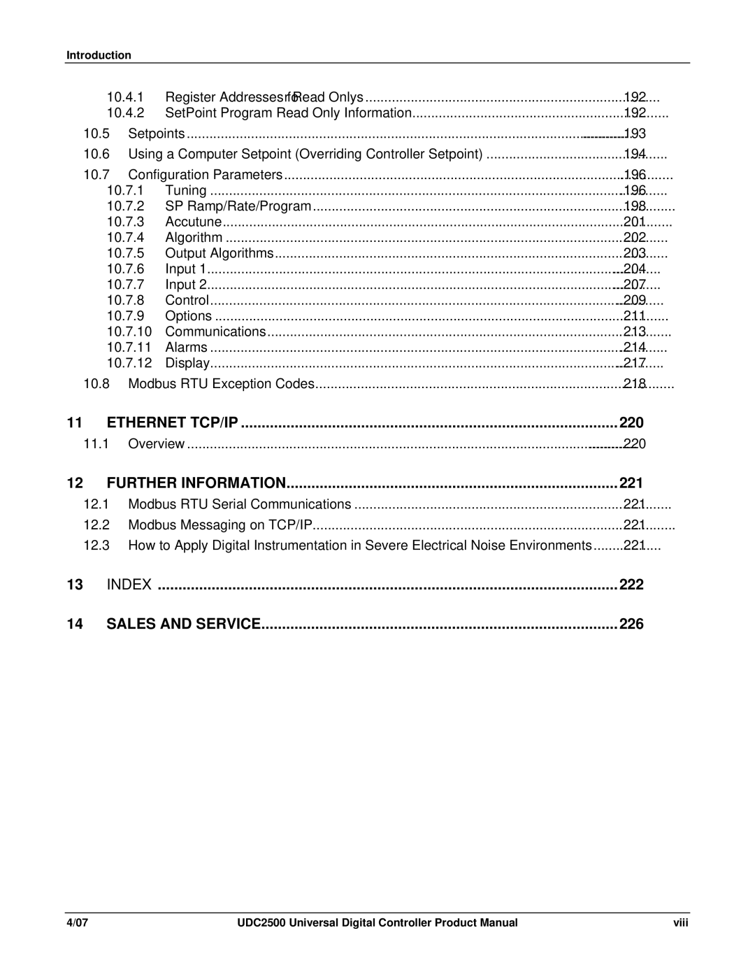 Honeywell UDC2500 manual 220, 221, 222, 226 