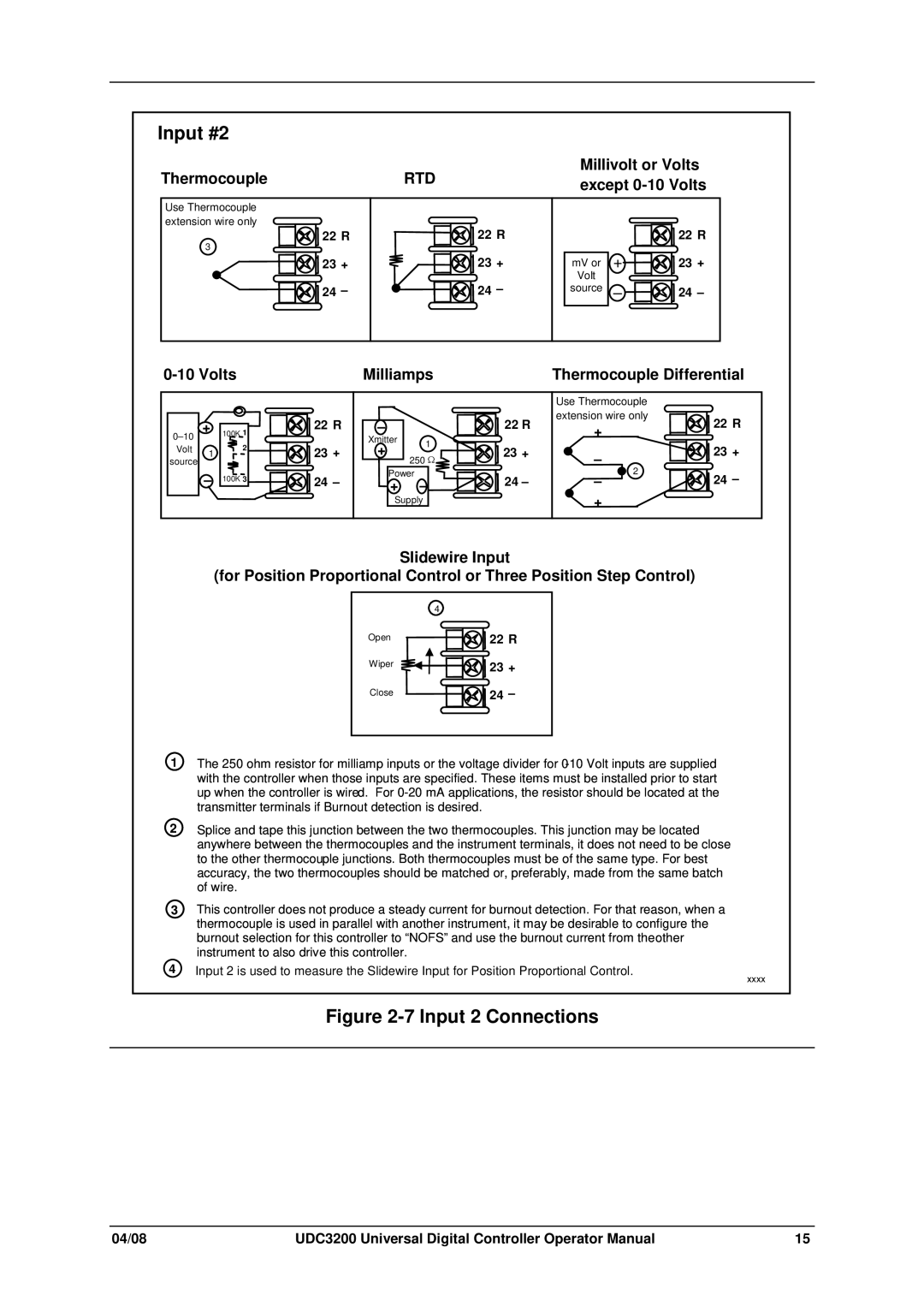 Honeywell UDC3200 manual Input #2, Input 2 Connections 