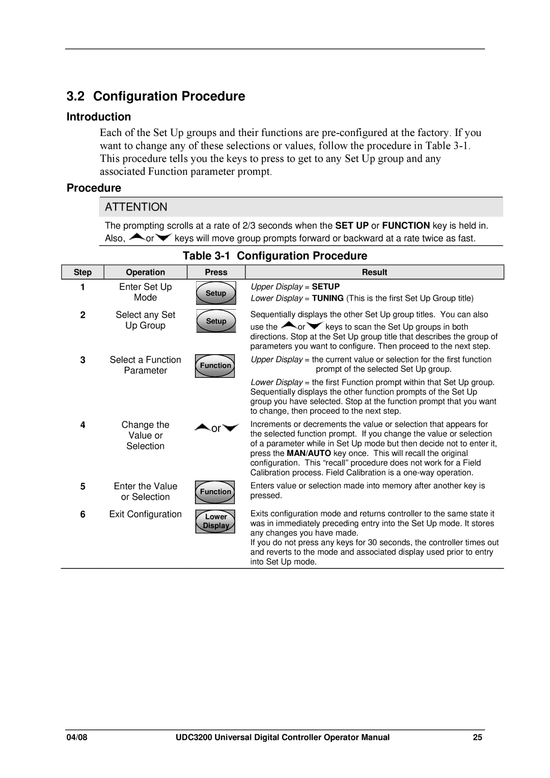 Honeywell UDC3200 manual Configuration Procedure, Introduction 