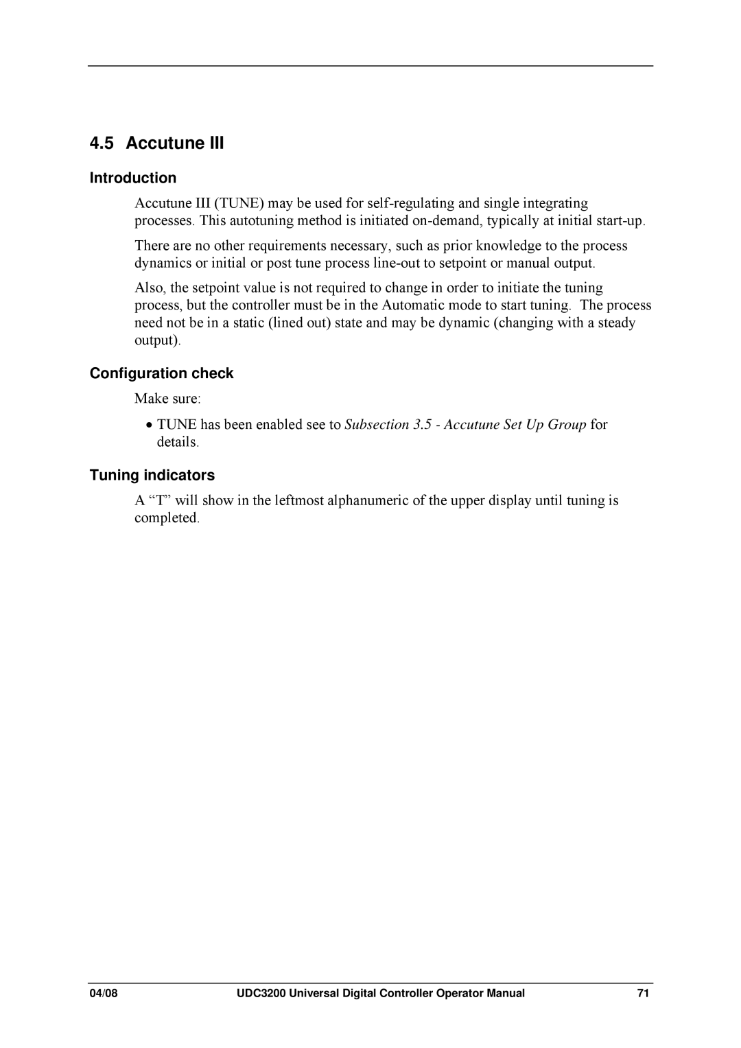 Honeywell UDC3200 manual Accutune, Configuration check, Tuning indicators 