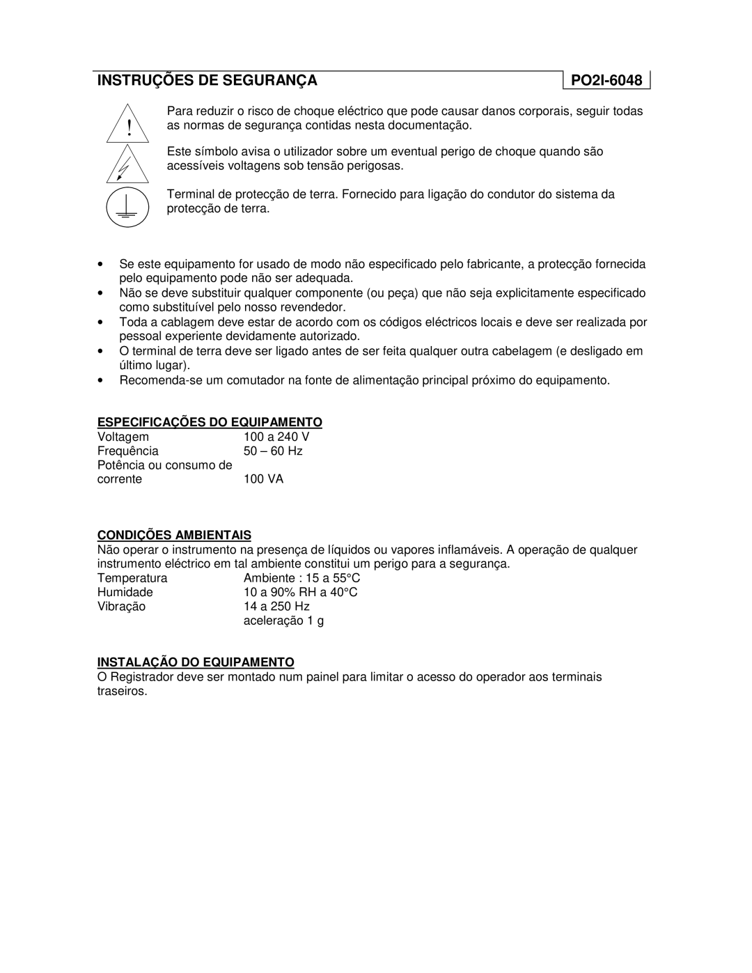 Honeywell UMC800 manual Instruções DE Segurança, PO2I-6048 