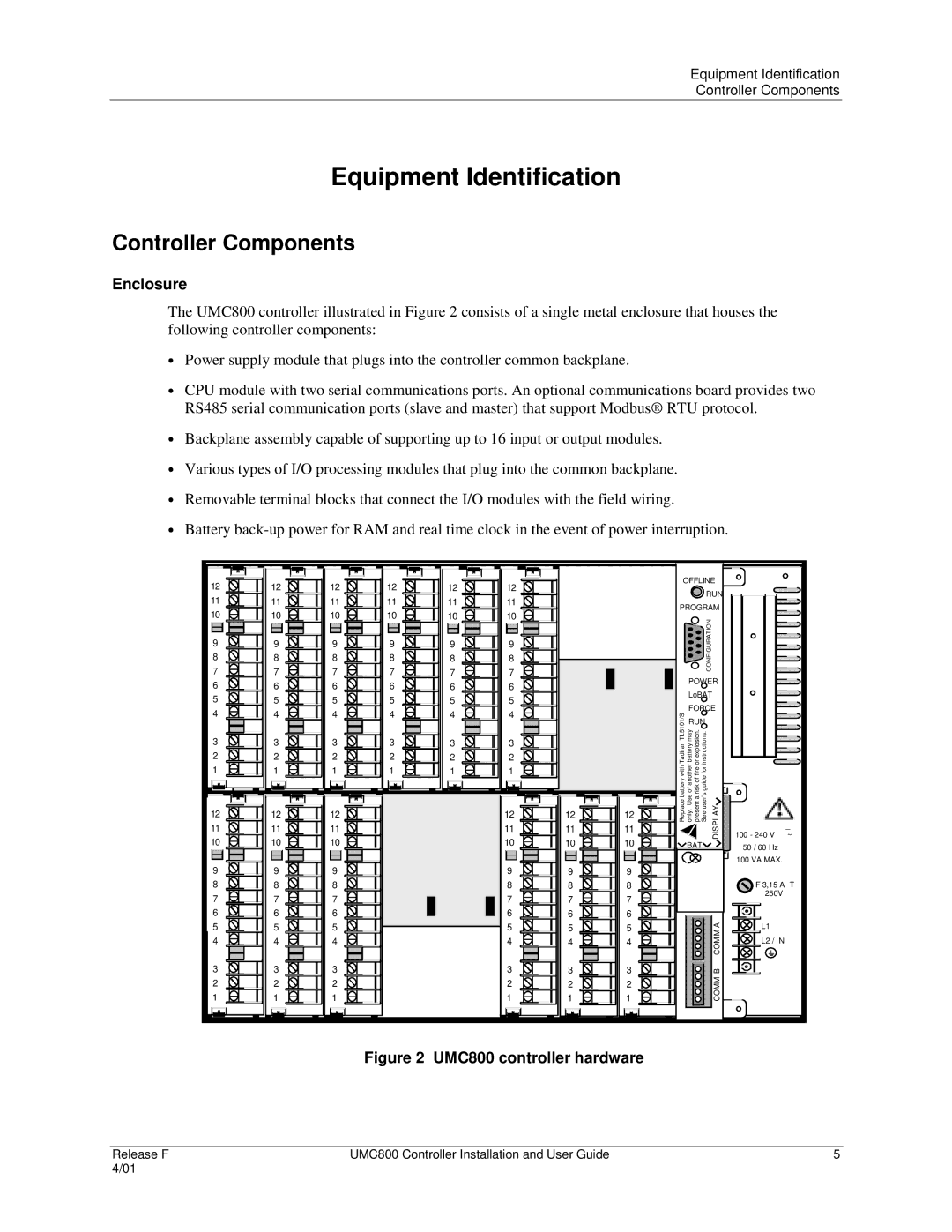 Honeywell UMC800 manual Equipment Identification, Controller Components, Enclosure 