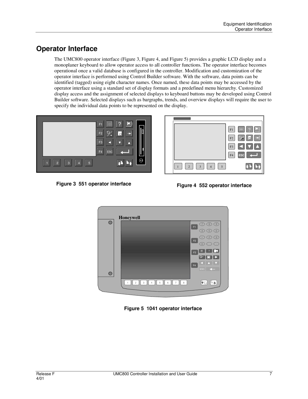 Honeywell UMC800 manual Operator Interface, operator interface 