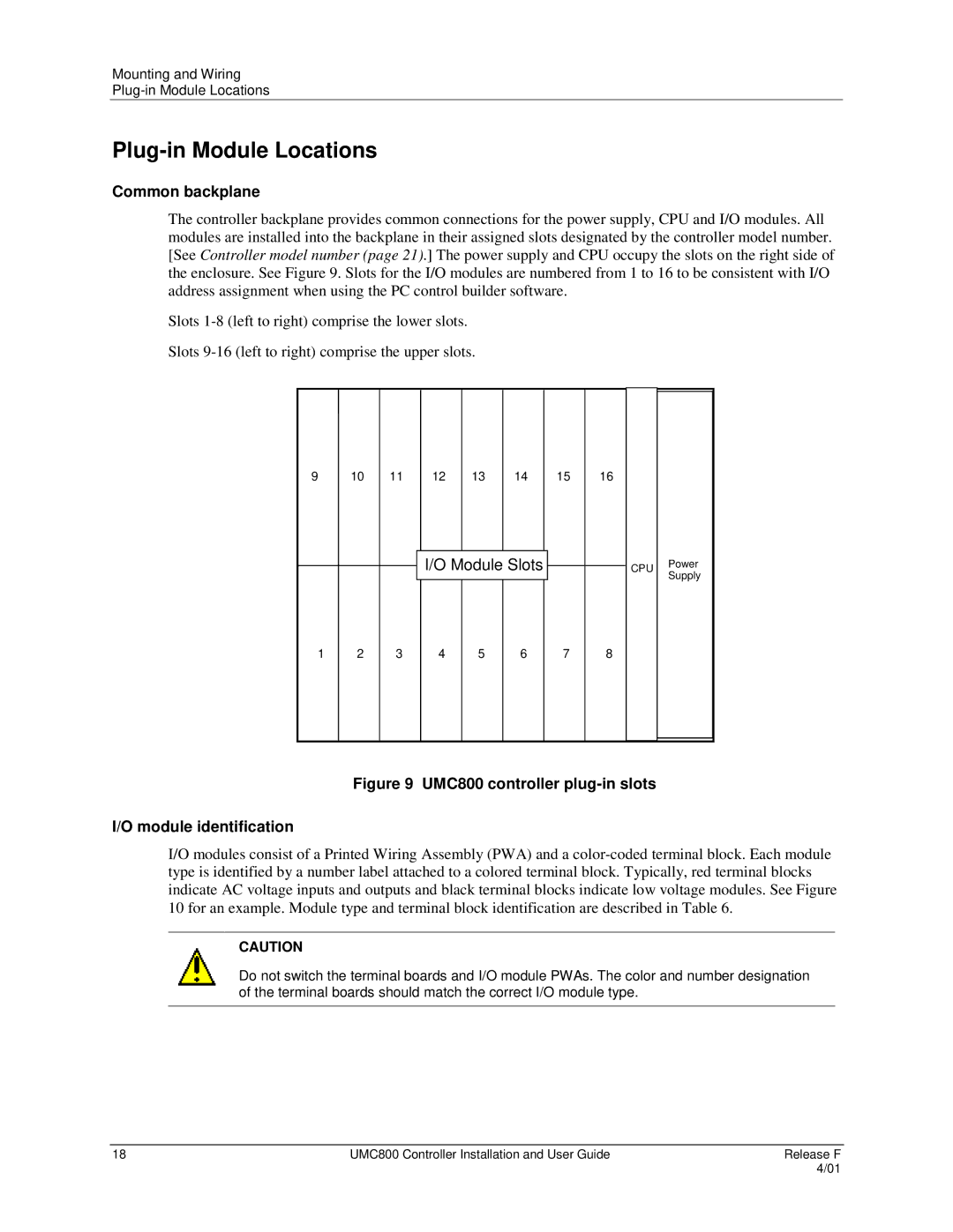 Honeywell UMC800 manual Plug-in Module Locations, Common backplane 