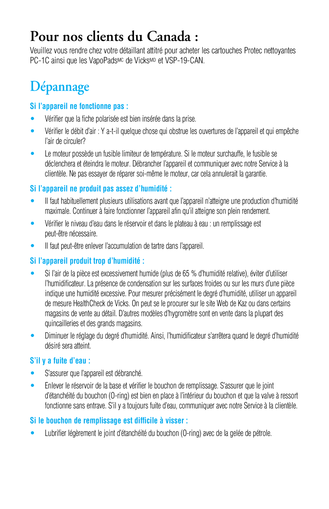 Honeywell V4500 manual Dépannage 