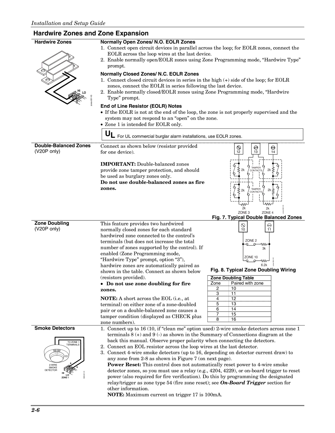 Honeywell K5305-1V5, VISTA 20P, VISTA-20PSIA, VISTA-15P, VISTA-15PSIA setup guide Hardwire Zones and Zone Expansion 