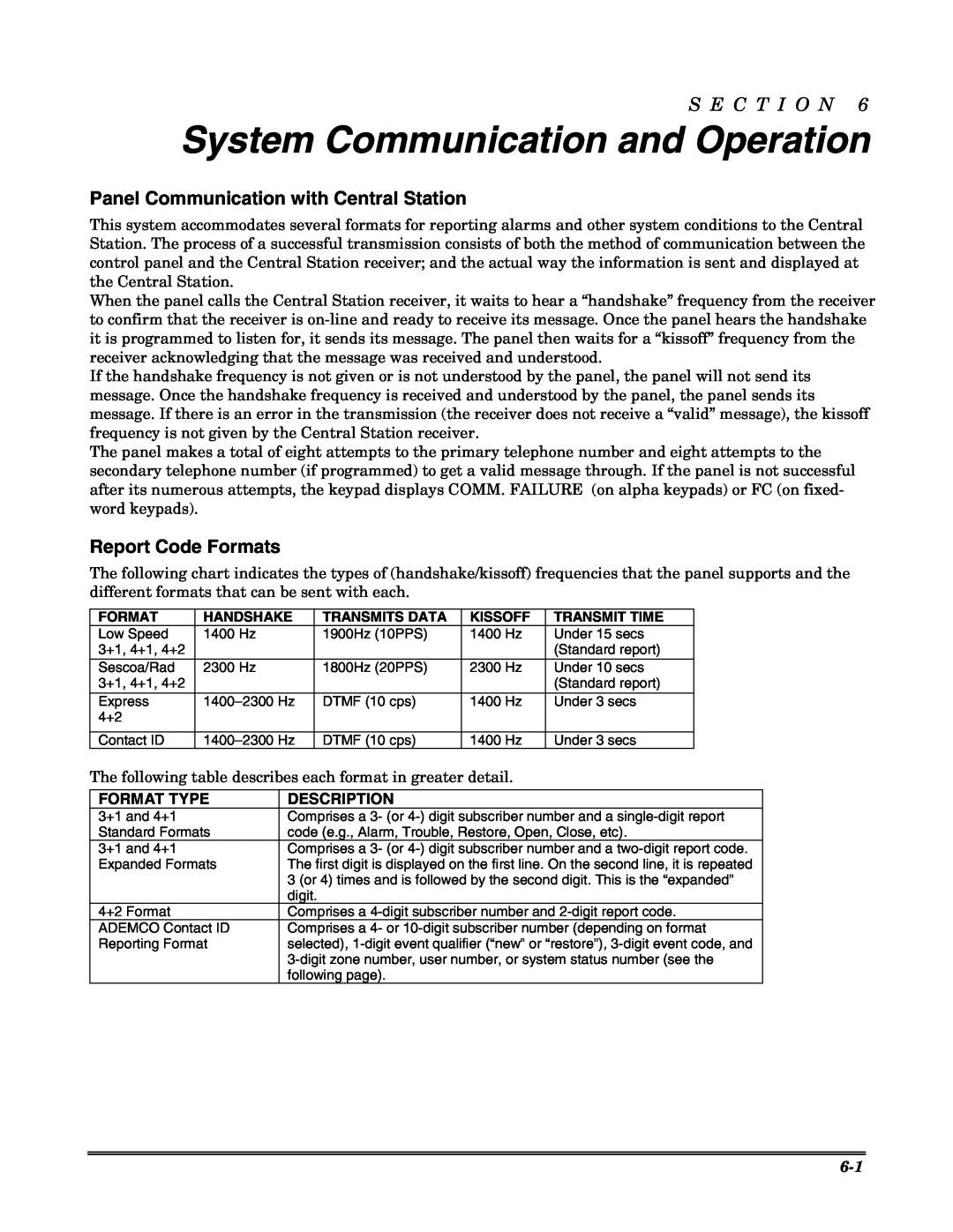 Honeywell VISTA 20P, VISTA-20PSIA, VISTA-15P, VISTA-15PSIA System Communication and Operation, Report Code Formats 