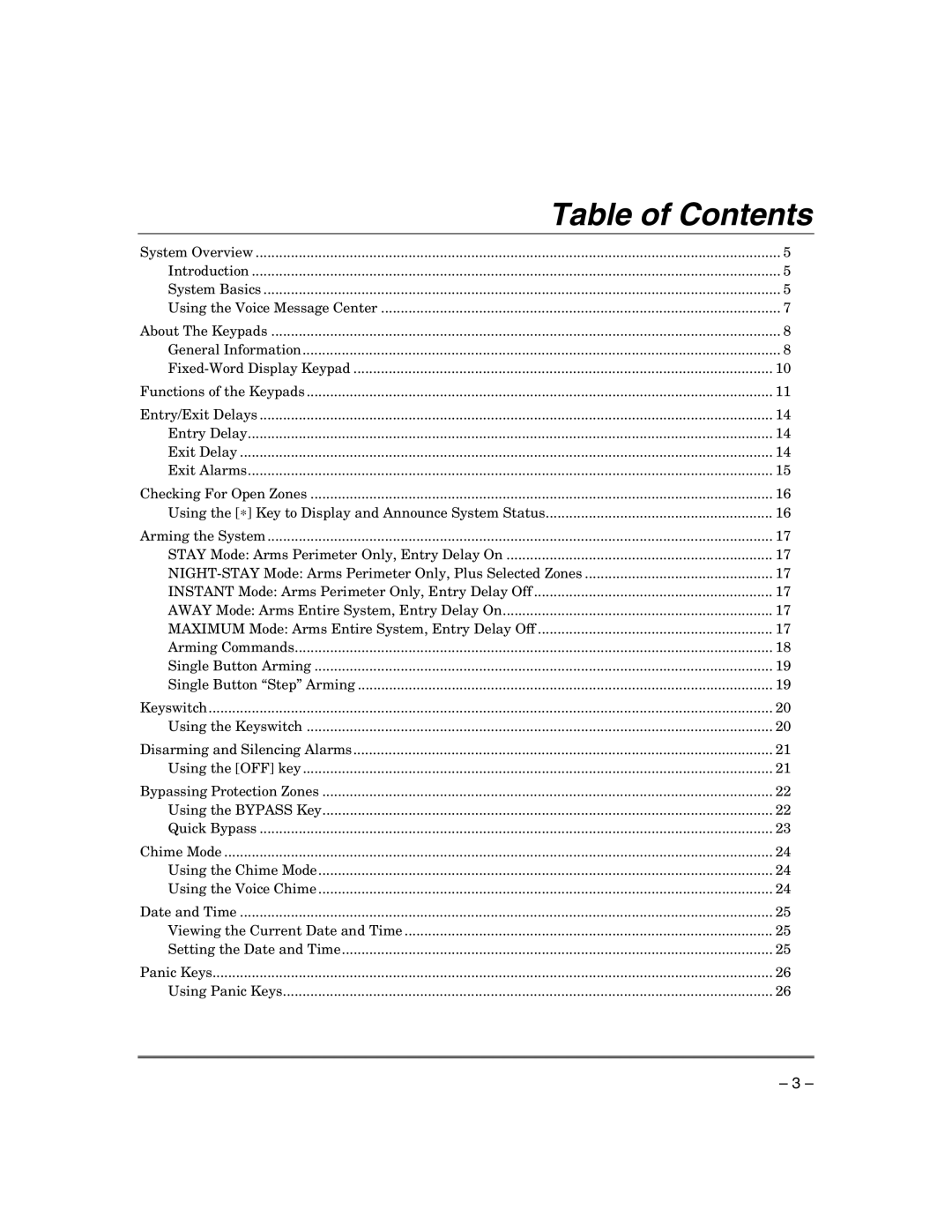 Honeywell VISTA-21IPSIA manual Table of Contents 