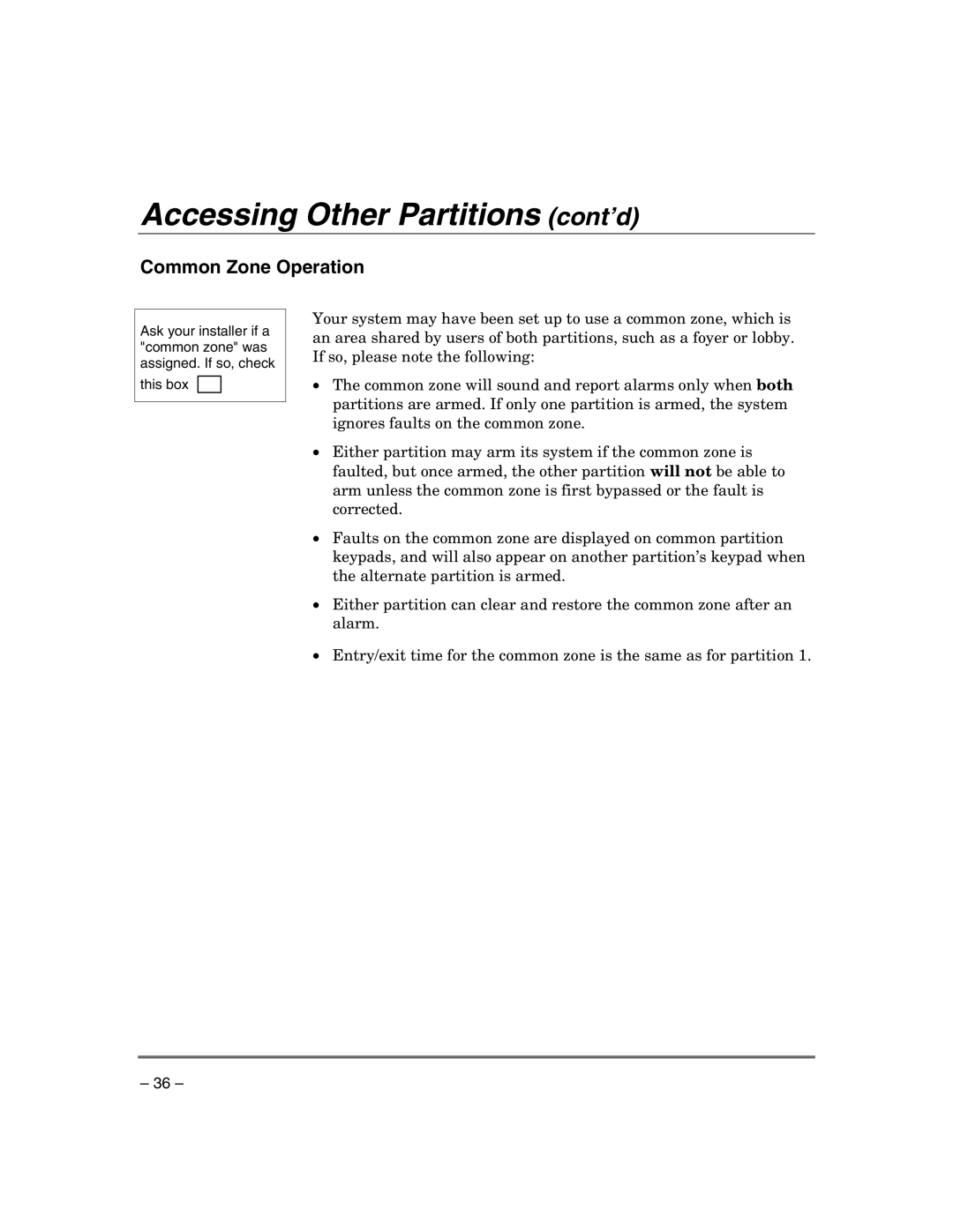 Honeywell VISTA-21IPSIA manual Common Zone Operation 